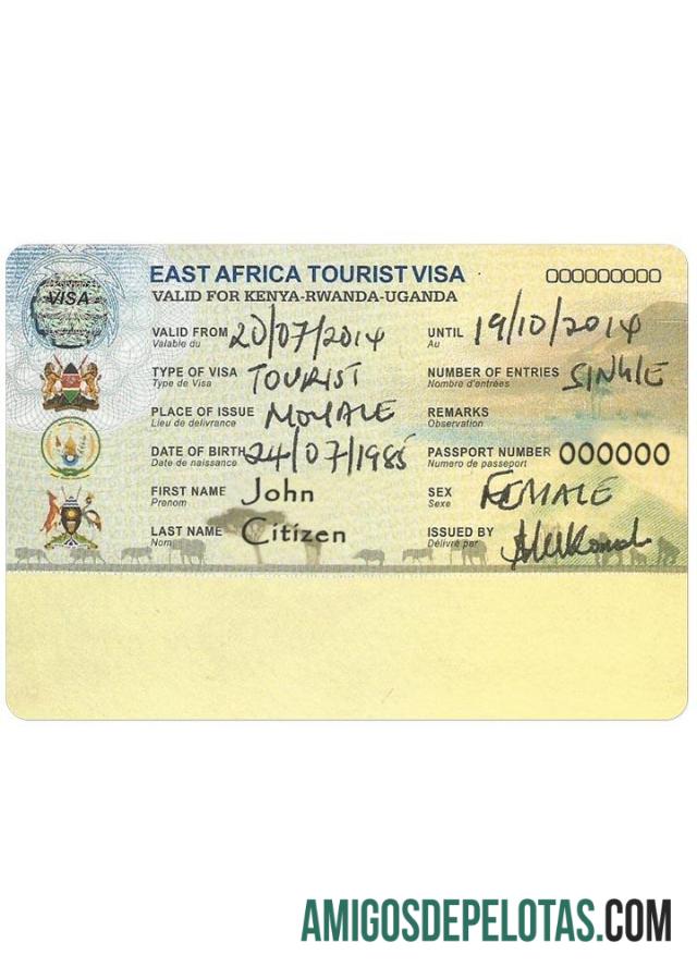 Visto de turista para a África Oriental amostra